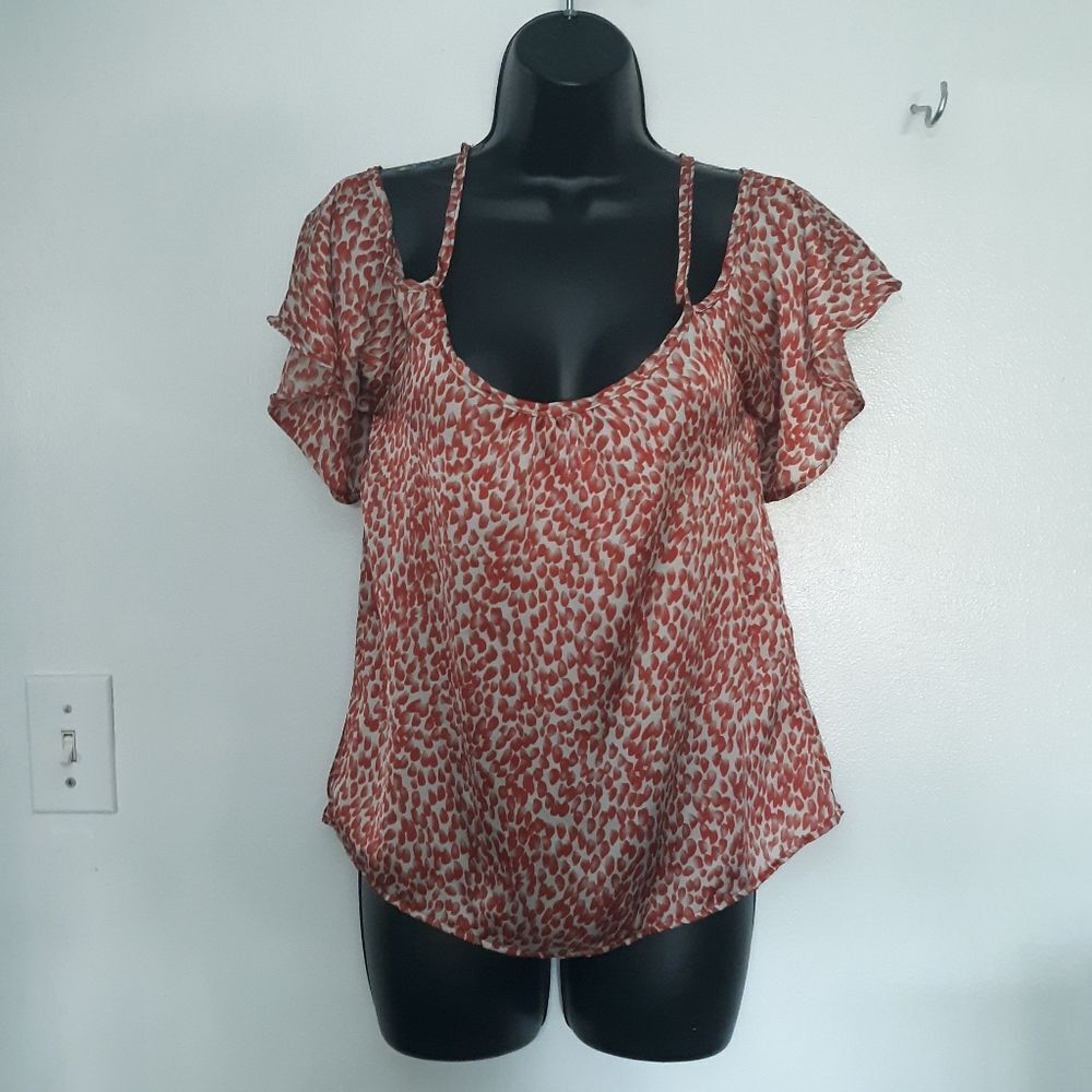 Maria and Carol's silky red blouse